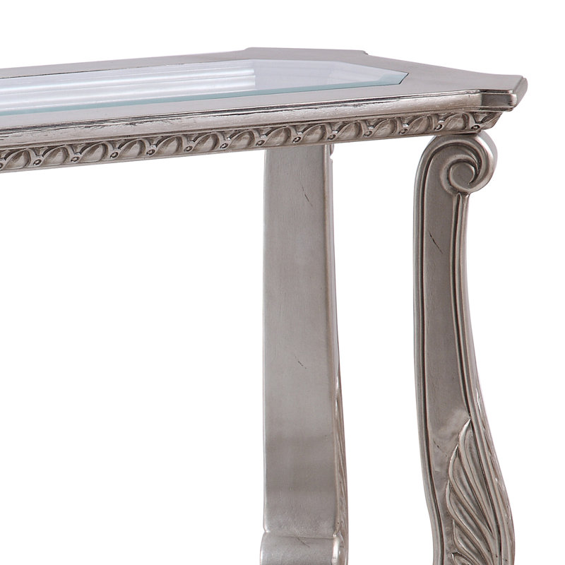 Sofa Table, Antique Silver & Clear Glass