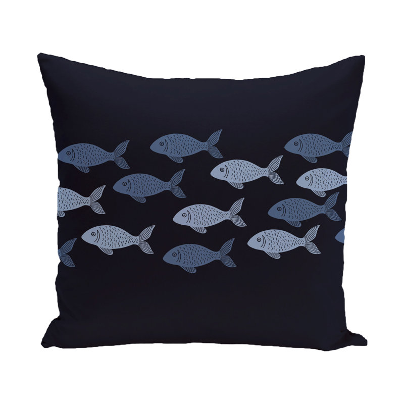 Beach Vacation Reversible Throw Pillow, 16" H x 16" W, Navy Blue