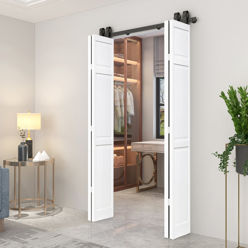 Solid Wood Paneled Bi-Fold Door, White, 48" W x 80" H
