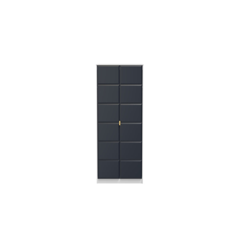 Fully Assembled 3 Door Wardrobe, 197cm H x 74cm W x 53cm D, Indigo Matt/White