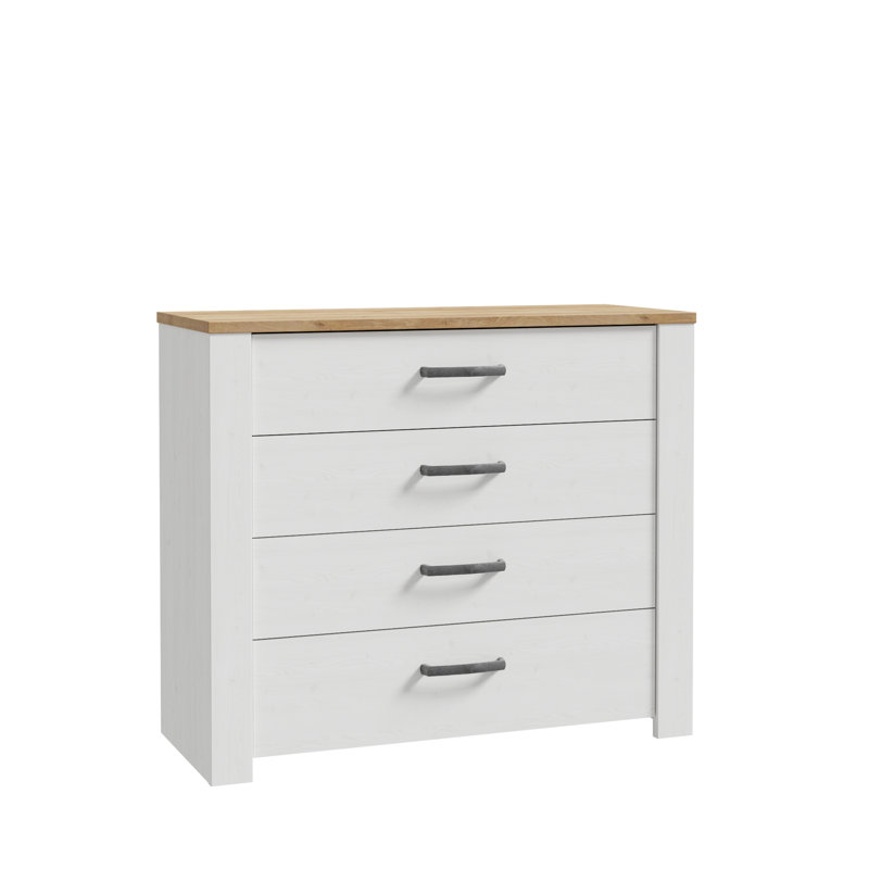 Pulkit 4 - Drawer Rectangle Accent Chest, White/Brown