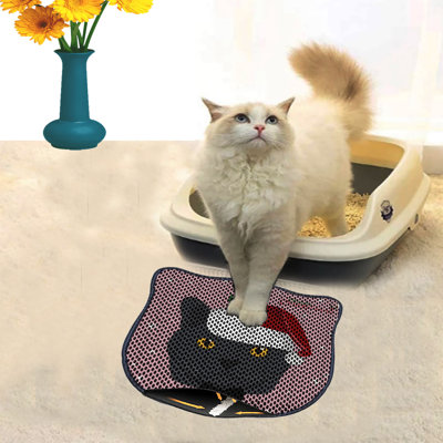 Tapis de litière durable pour chat, 15,7 po x 19,7 po | 50% PVC / 50% polyester, lavable à la machine et passer l'aspirateur | Parfait pour un nettoyage facile, conception antidérapante pour garder votre maison propre et fraîche, idéal pour les propriétaires d'animaux de compagnie