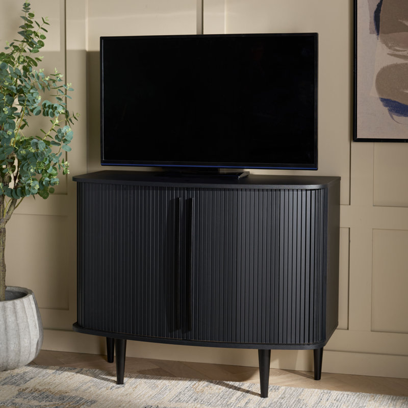 Sabby Tambour Door Compact Tv Stand, Black