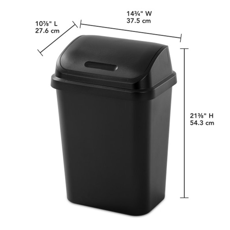 Sterilite 7.8 Gallon SwingTop Kitchen Wastebasket Trash Can, Black (12 Pack)