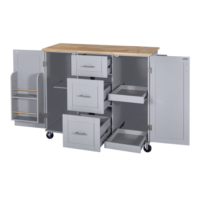 Kitchen Cart With Internal Storage Space, Grey-blue, Keep Your Essentials Organized Stable Wheels, Smooth Movement In