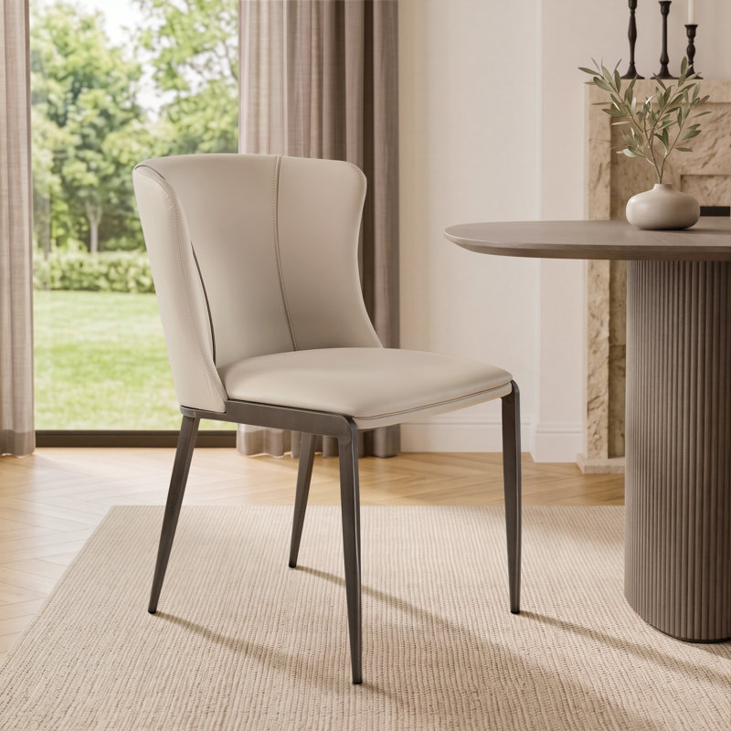Modern, Armless Dining Chairs , Upholstere , Beige