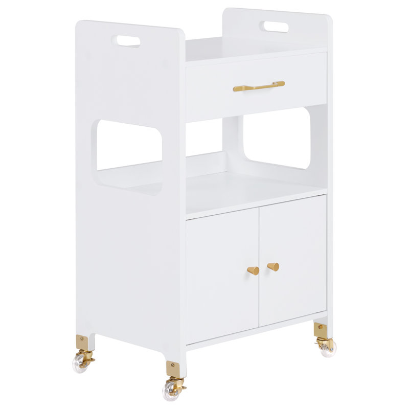 Utility Cart with Lockable Wheels, Trolley with Storage Drawer