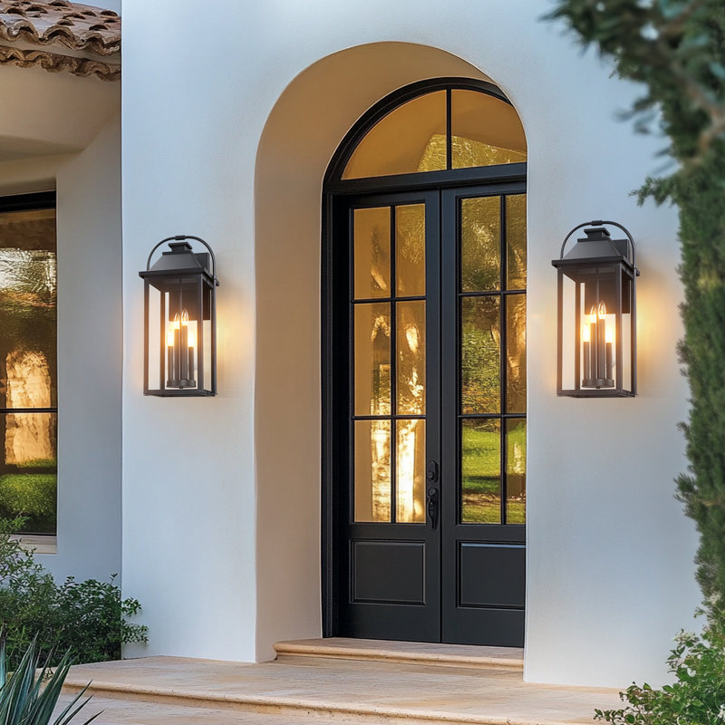 27" H 4-Light Large Black Outdoor Wall Lantern Sconce, 27" H - 4 light sockets, Matte Black