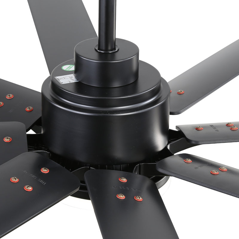 52" Large Ceiling Fan With Dimmable Led Light 8 Abs Blades Remote Control Reversible Dc Motor For Living Room