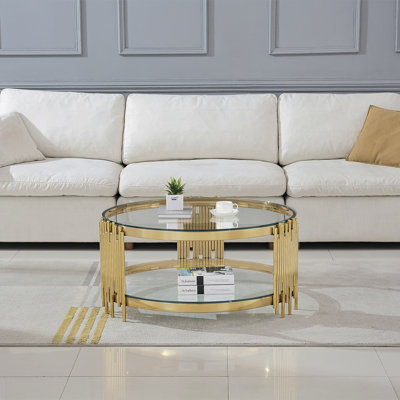 Superbe table basse en métal doré - 35,43 po x 35,43 po x 17,72 po, design luxueux et durable