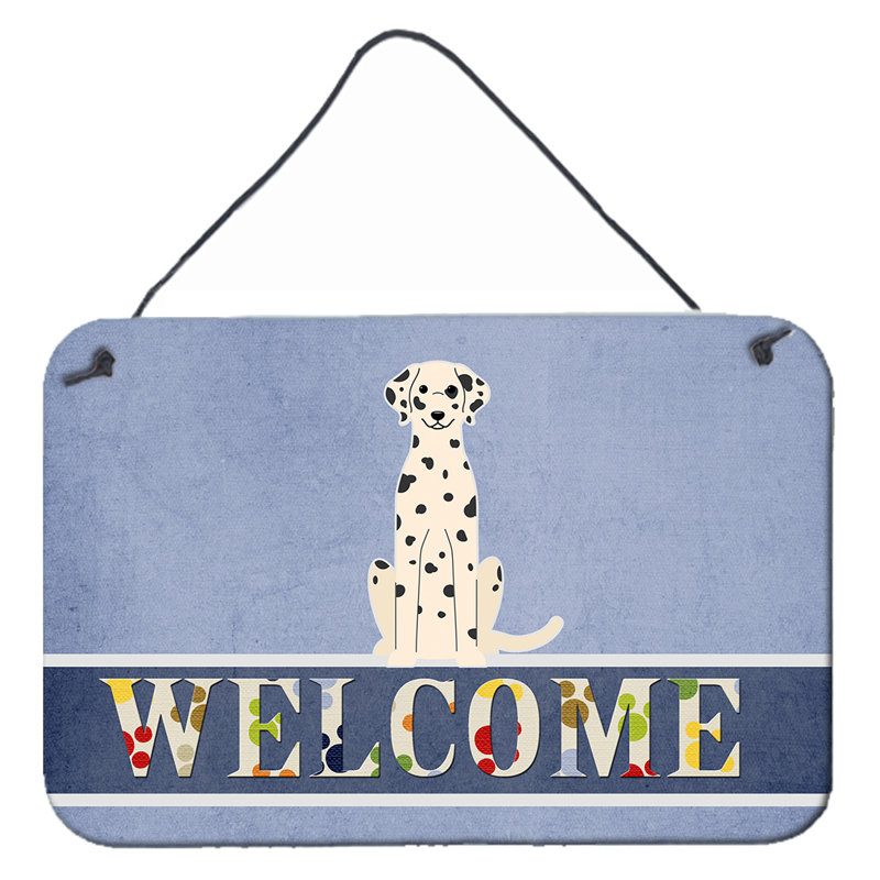 Décoration murale « welcome » dans tapis bikini summer, Mauve / Blanc, Chien, Dalmatien