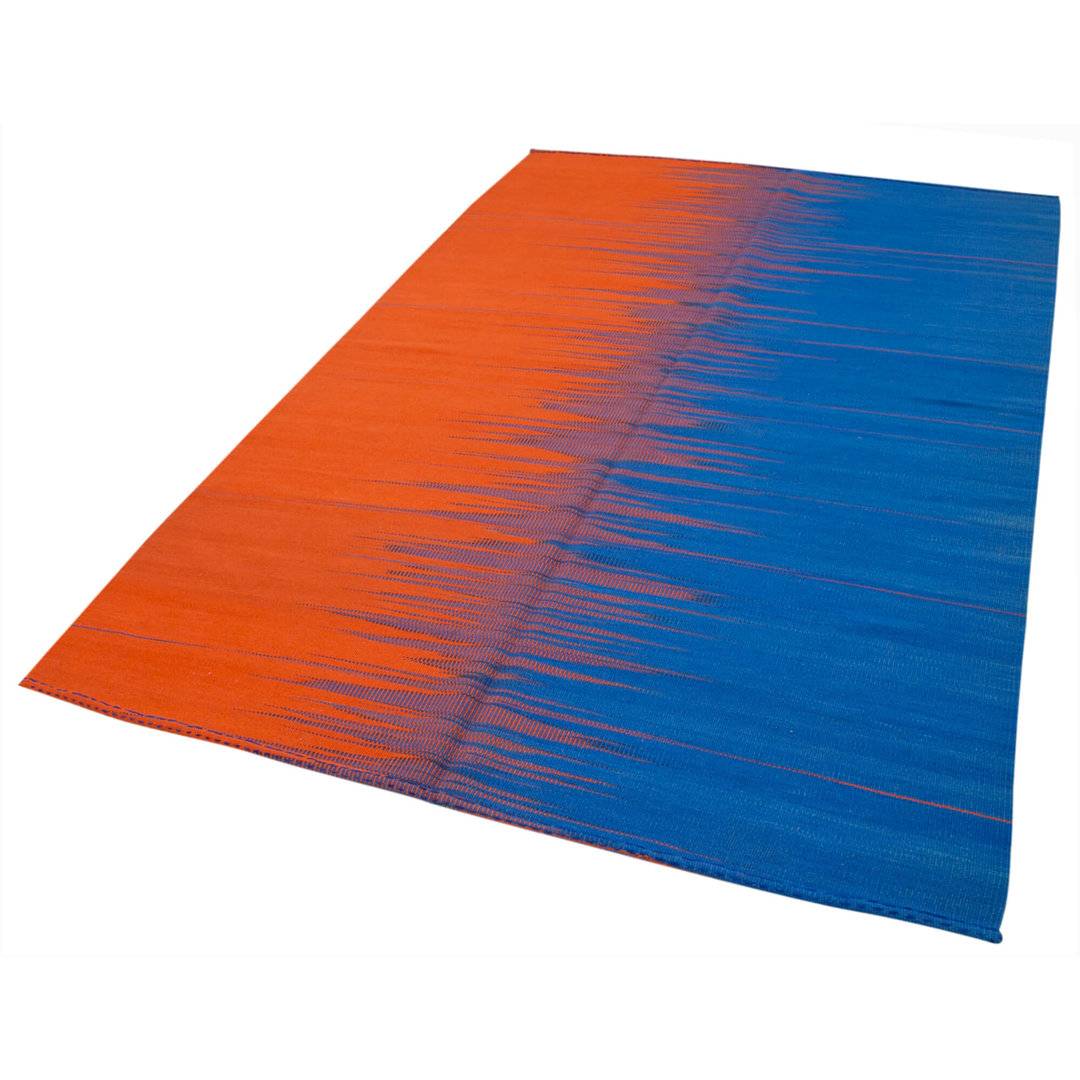 Degrade Kilim Blue Striped Wool Handmade Area Rug