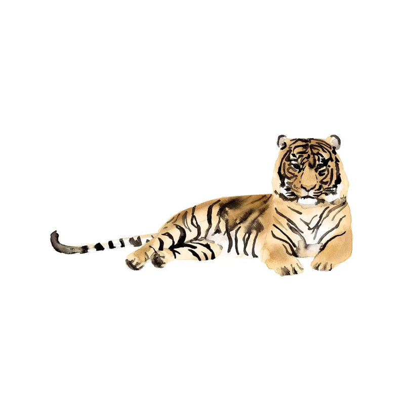«Watercolor Tiger II» par Victoria Borges, reproduction d'art sur toile tendue, H 26 po x l 40 po x 1,5 po