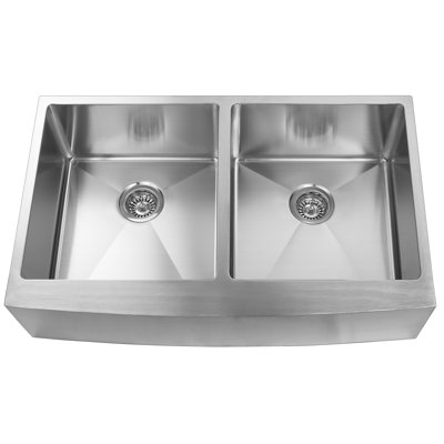 Évier de cuisine à double cuve en acier inoxydable à tablier frontal L 36 po x l 20 po