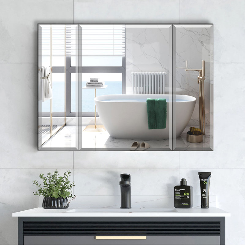 Armoire à pharmacie de 36 po x 26 po en aluminium avec tablettes réglables en verre imperméables et résistantes à la rouille
