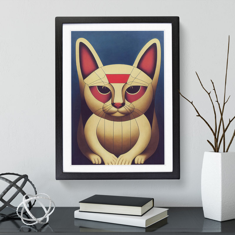 Lucky Cat Abstract - Framed Print, Black, 64cm H x 46cm W x 2cm D