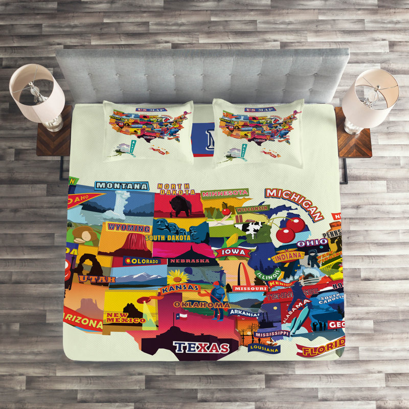 Eclectic Coverlet, King Bedspread + 2 Shams