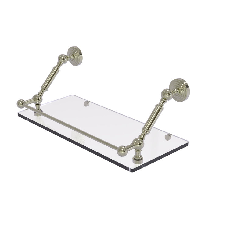 Tablette flottante avec barre de galerie hertzler, Nickel poli, H 7,3 po x l 18 po x P 8,6 po