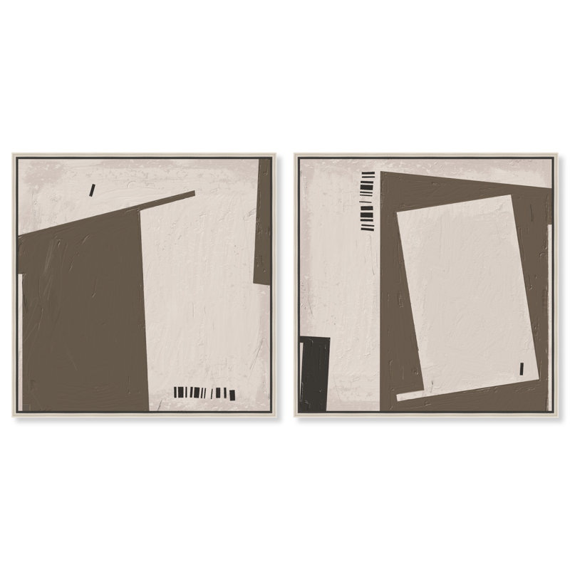 Structural Set Canvas Abstract Print by Oliver Gal, Black Frame, 12 x 12, 13"H x 13"W, Silver Floater Frame