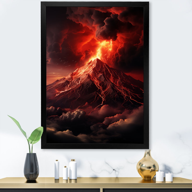«Volcano Volcanic Explosion VI», reproduction sur toile, H 32 po x l 24 po x P 1 po, Cadre simple noir
