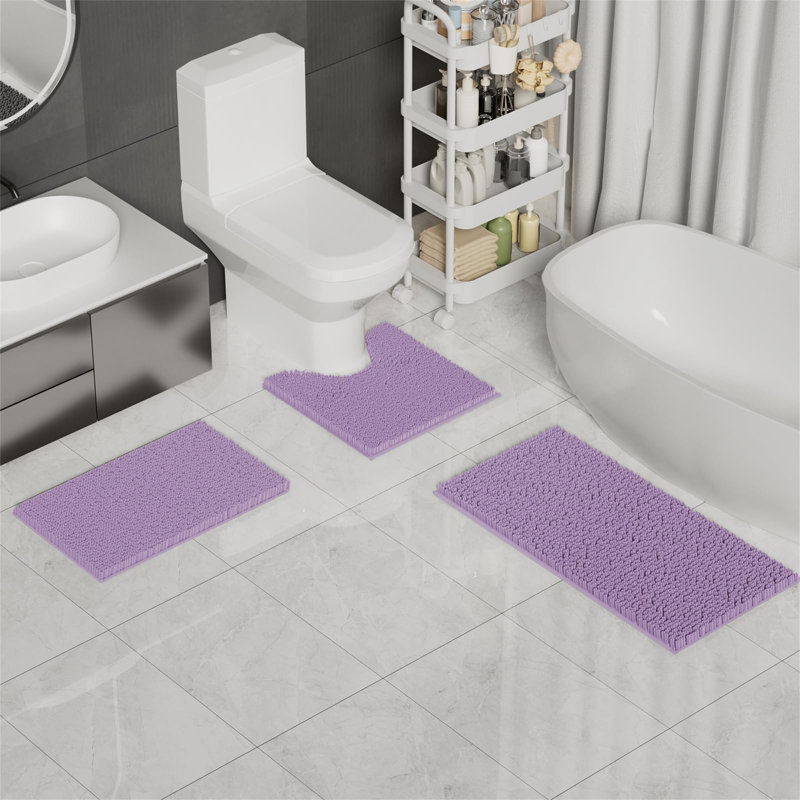Rigg Chenille Non-Slip Bath Rug, Purple