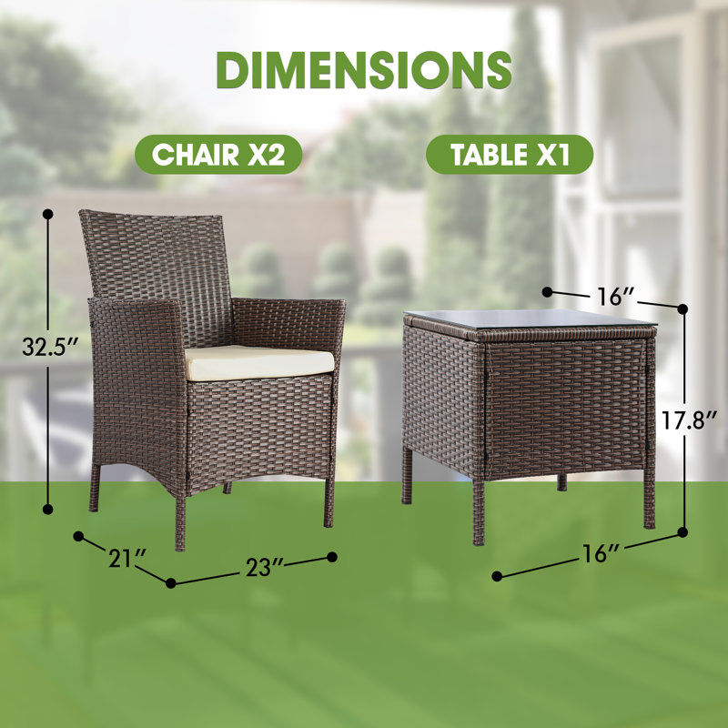Ensemble de meubles de patio Rori, Brun, Blanc