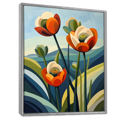 Desert Blossom Of Geometric Ranunculus Flowers I - Ranunculus Canvas Print Wall Art