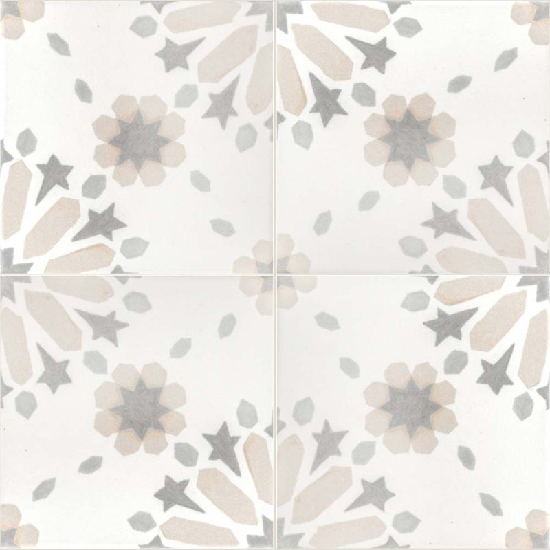Dahlia 6" x 6" Beige Patterned Matte Porcelain Floor and Wall Tile, Beige