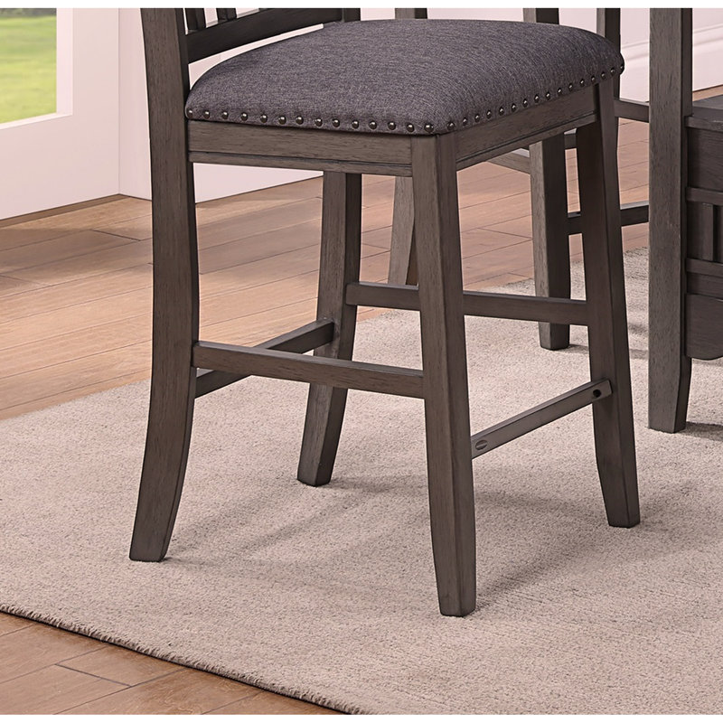 Table de salle à manger contemporaine à hauteur de comptoir 5 pièces avec table ronde et 4 chaises d'appoint, Beige, Gris