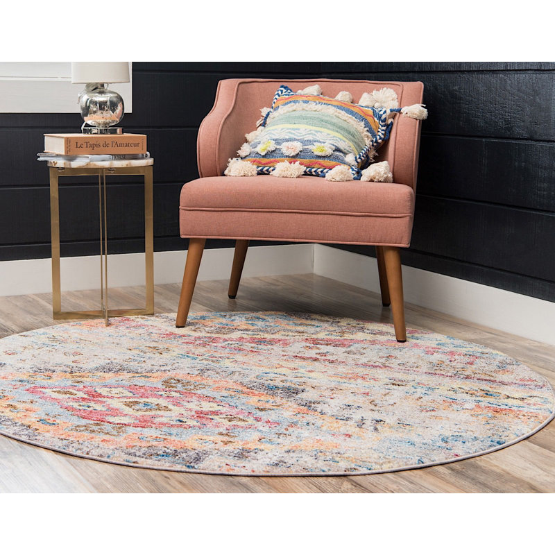 Tapis arc-en-ciel de style sud-ouest Mulvaney, Rond 3 pi 3 po
