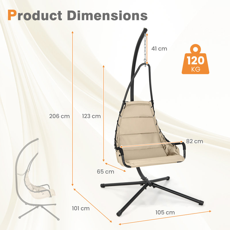 Saley Hanging Chair with Stand, Beige