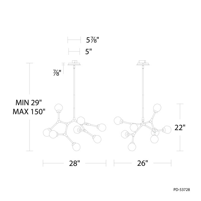 Catalyst 8 - Light LED Chandelier, Polished Nickel