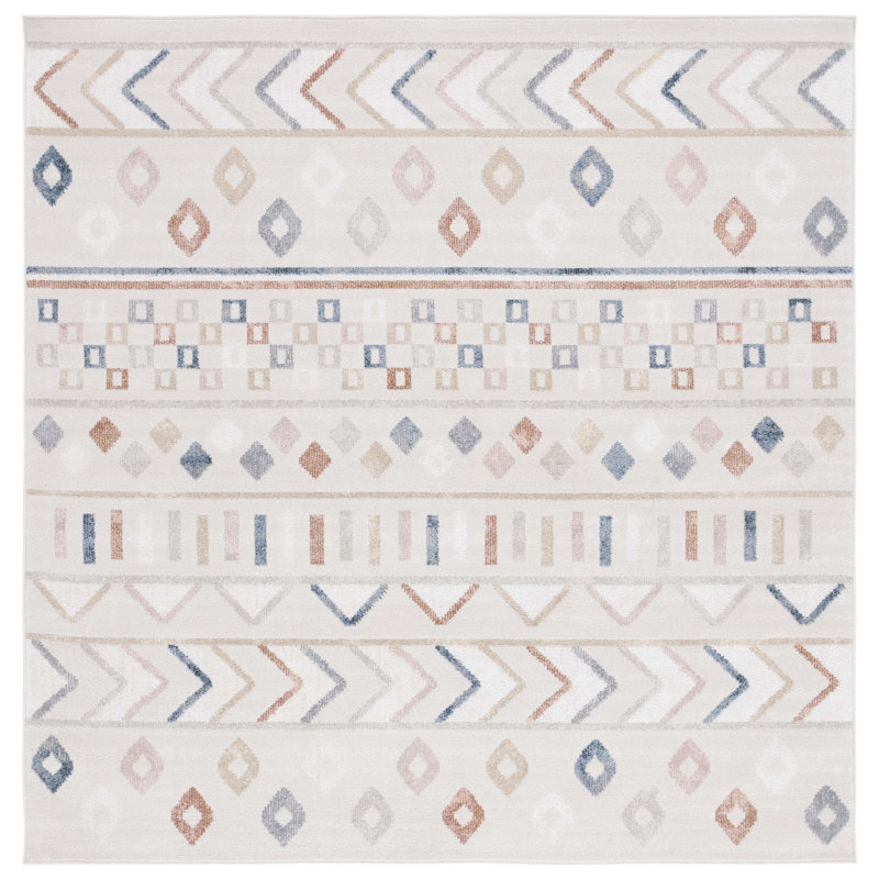 Artavious Washable Performance Machine Washable Southwestern Rug, Square 6'7" 