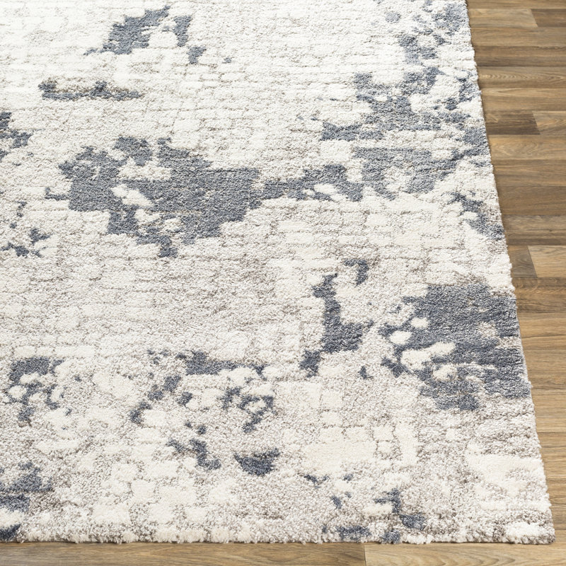 Tapis crème / bleu tissé à la machine Kolaire, Rectangle 2 pi x 3 pi
