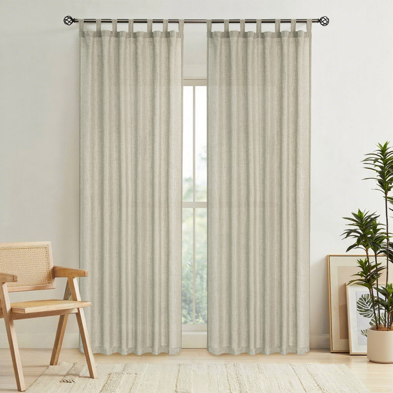 Paire de rideaux semi-transparents en lin, L 52 po x L 84 po, Lin