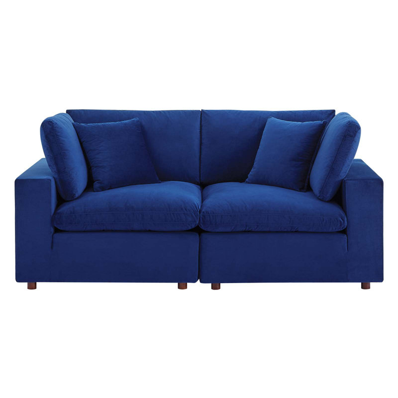 Commix 80" Velvet Square Arm Sofa, Navy Velvet