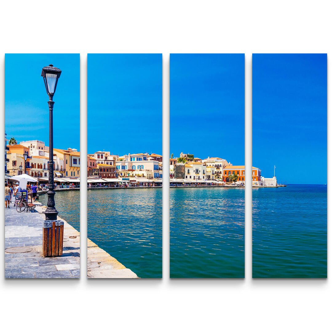 4-tlg. Leinwandbilder-Set Hafen - Kreta