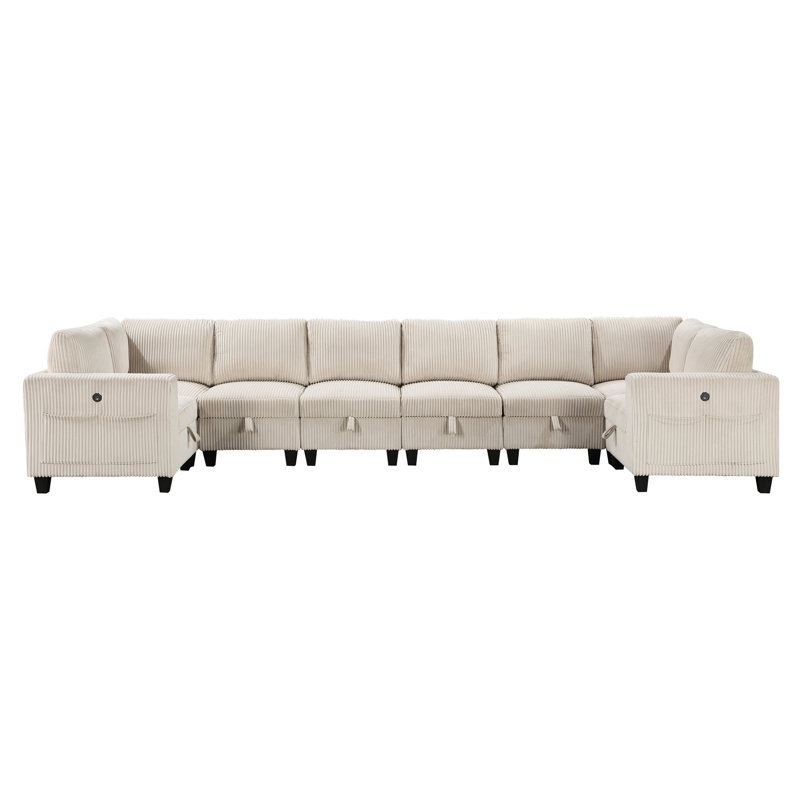 Canapé modulaire 8 pièces avec sièges de rangement 8 pièces, Beige