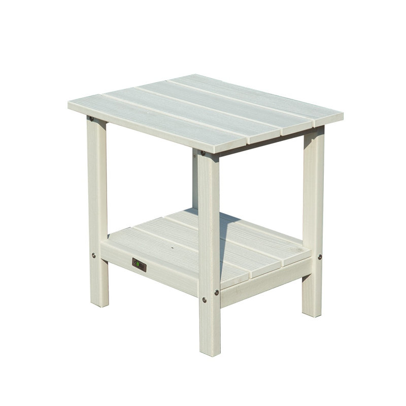 Table d'appoint extérieure blanche en PEHD à 2 niveaux avec finition résistante aux intempéries, White