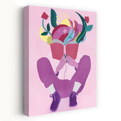 «Reading Imagination Blooms Abstract Colorful Peaceful Nature Flower», reproduction d'art murale