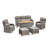 Smilario 6-Piece All-Weather Outdoor Conversation Set With 50,000 BTU Fire Pit Table, 3-Seat Sofa, Swivel Gliders & Ottomans, 6" Thick Cushions-676828274-676828278-676828235