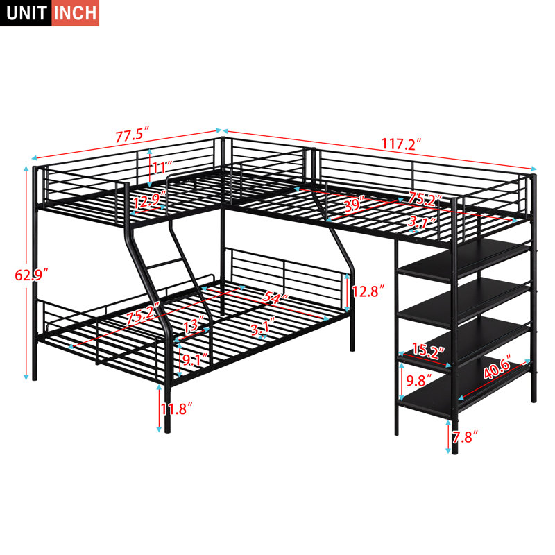 Anaan Kids Twin Over Full Bunk Bed