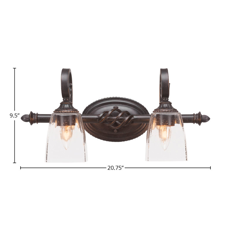 Eleganté 2 Light Bath Bar, Clear Bubble