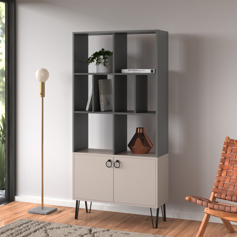 Bibliothèque standard H 65,35 "x l 31,5" Danny, Anthracite / moka clair
