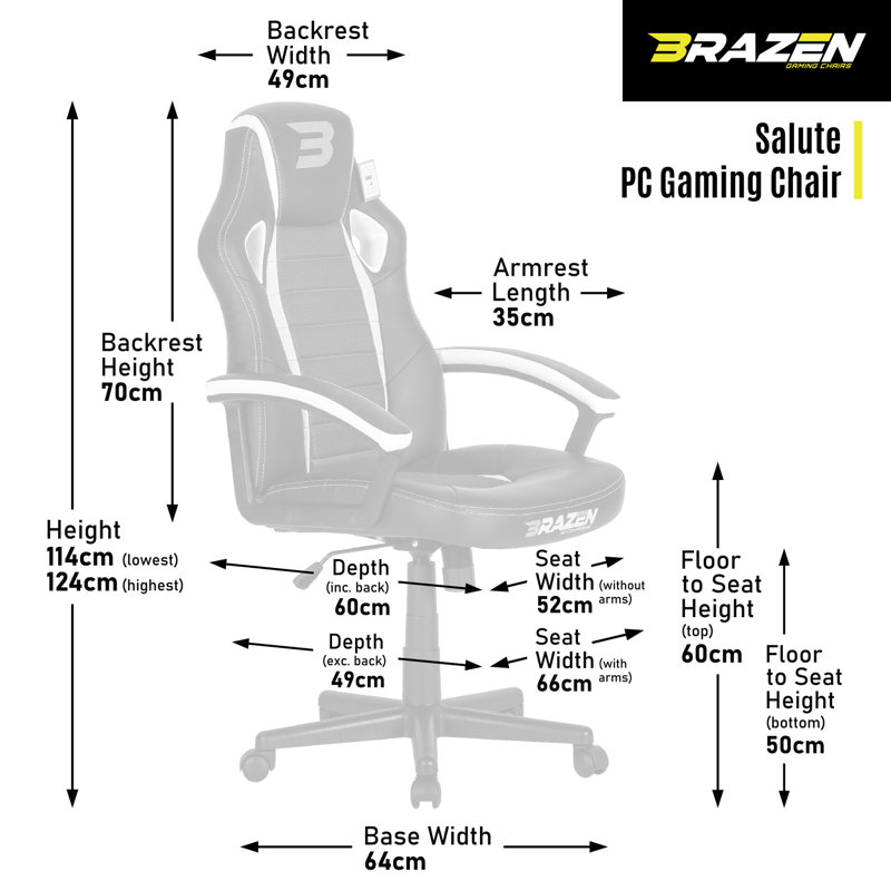 BraZen Salute PC Gaming Chair, White