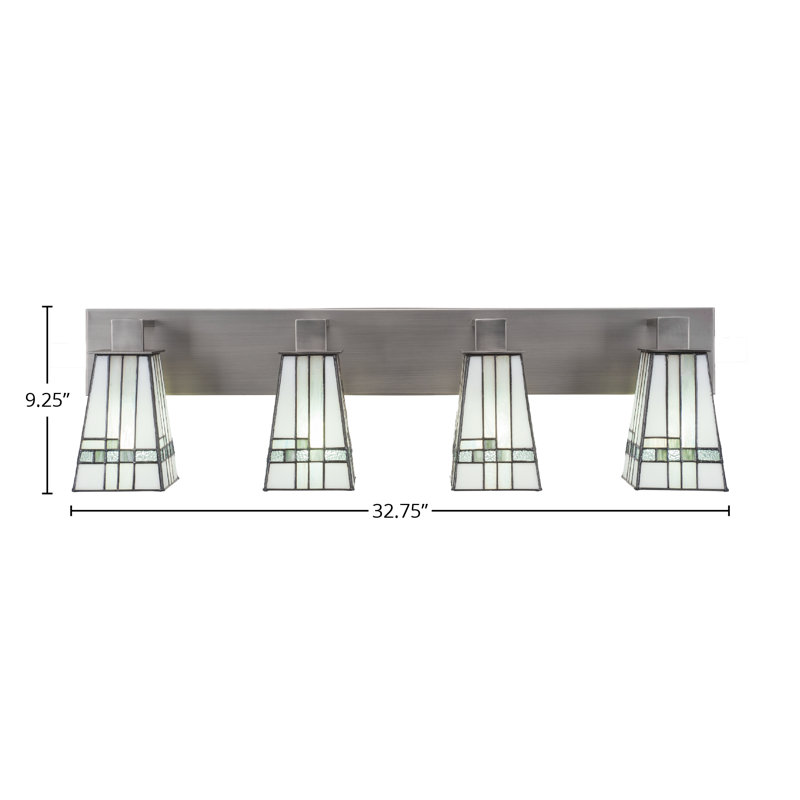 Eurig 4 Light Bath Bar Shown In Graphite Finish With 5" Square New Deco Art Glass