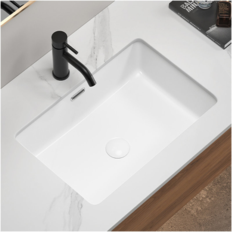 Lavabo de salle de bain rectangulaire encastré - lavabo vasque de salle de bain de 22 * 15 pouces, lavabo de salle de bain encastré rectangulaire, lavabo en céramique blanc avec trop-plein