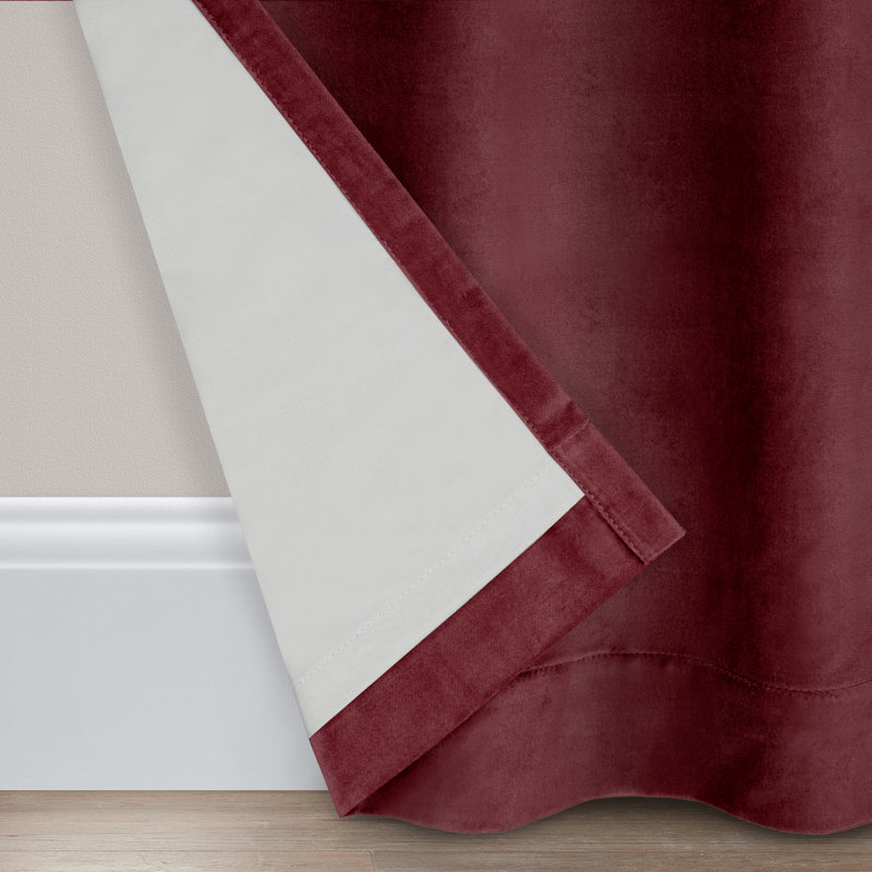 Eclipse Luxury Cotton Velvet 100% Blackout Rod Pocket Back Tab Curtain Panel, 50" W x 96" L, Port