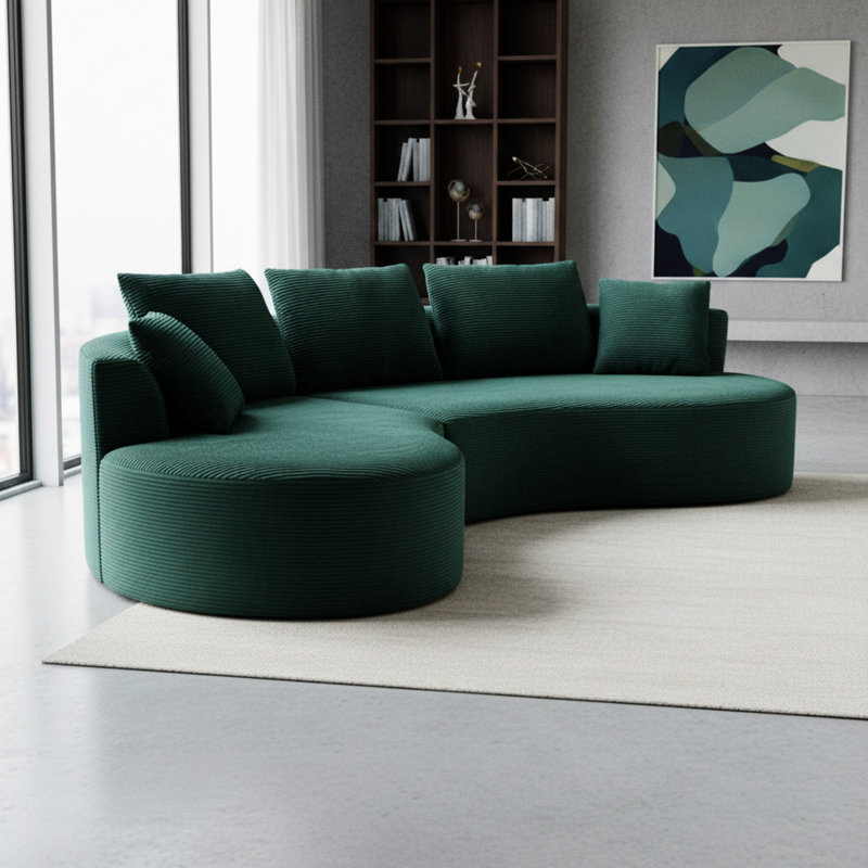 Ensemble de canapé modulaire courbé 2 pièces avec coussins, mobilier de salon ergonomique minimaliste, sièges modernes, sans assemblage, canapé et méridienne