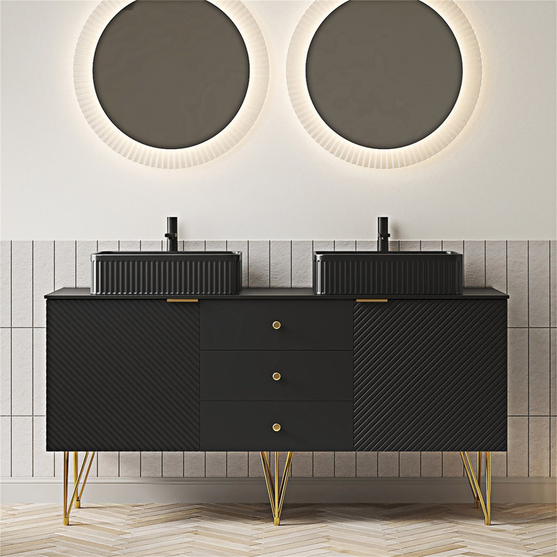 Meuble-lavabo autoportant avec lavabos